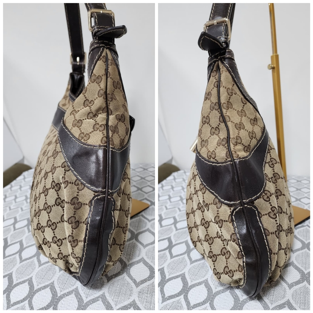 GUCCI GG Canvas And Leather Queen Large Hobo Bag Beige/Brown - Picture 7 of 13